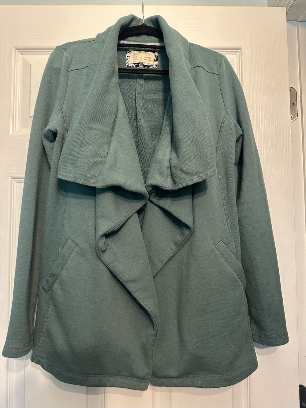 Saturday Sunday Open-Front Trench Coat in Sage Green